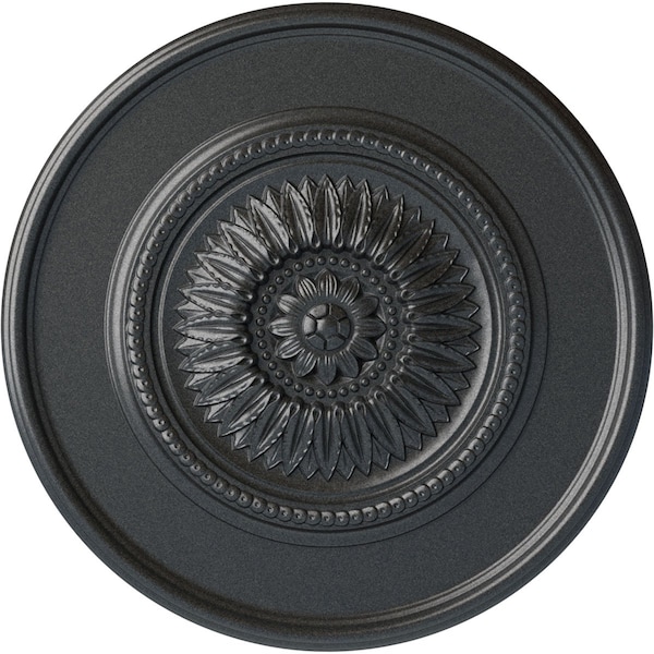 Ekena Millwork Large Floral Ceiling Medallion, Hand-Painted Pewter, 41 1/8"OD x 2 1/2"P CM41FLPES - main